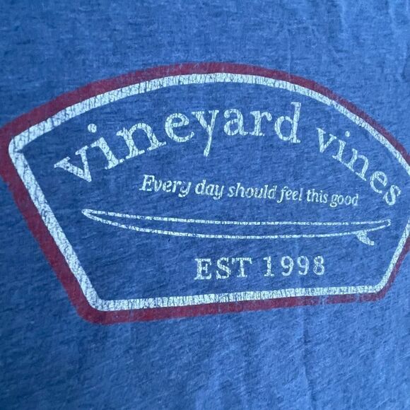 VINEYARD VINES EVERYDAY SHOULD FEEL THIS GOOD BLUE TEE SMALL - Picture 3 of 8
